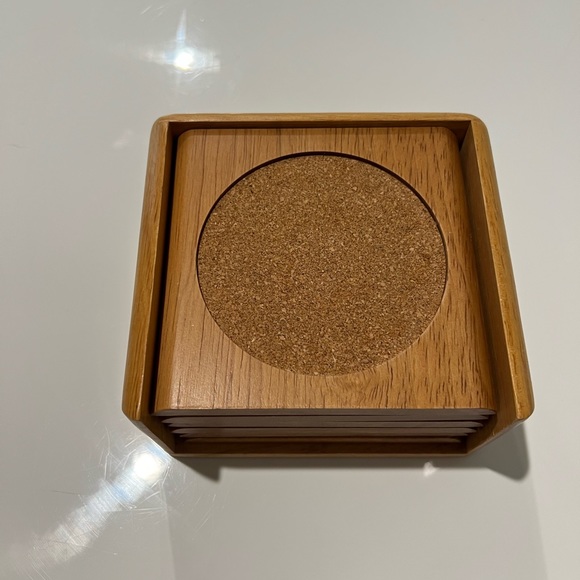 Bohoo Vintage wood coaster set 6 - Picture 3 of 10